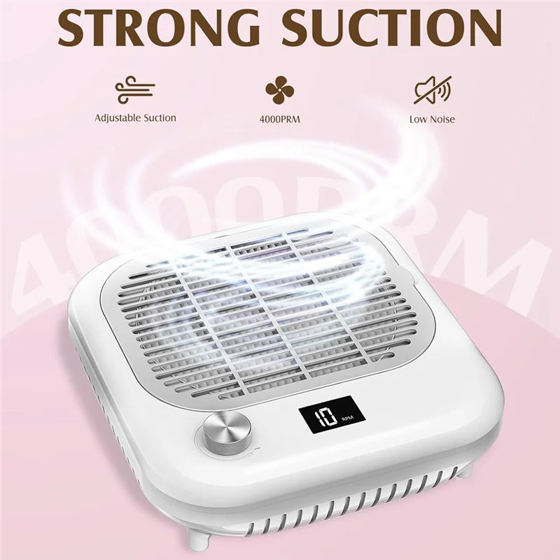 ABLQ Nail Dust Collector Vacuum For Nail Tech 600PA High-Speed Electric With Reusable Filter, Quiet Suction Machine