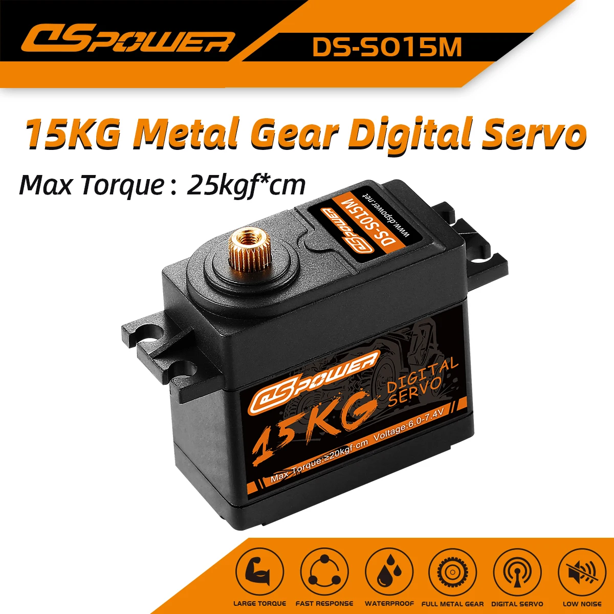 DSpower 15KG Digital Metal Gear Waterproof Servos Brushless for 1/8 1/10 RC Car TRX4 slash scx10 yk4102 104001 arrma yk4082