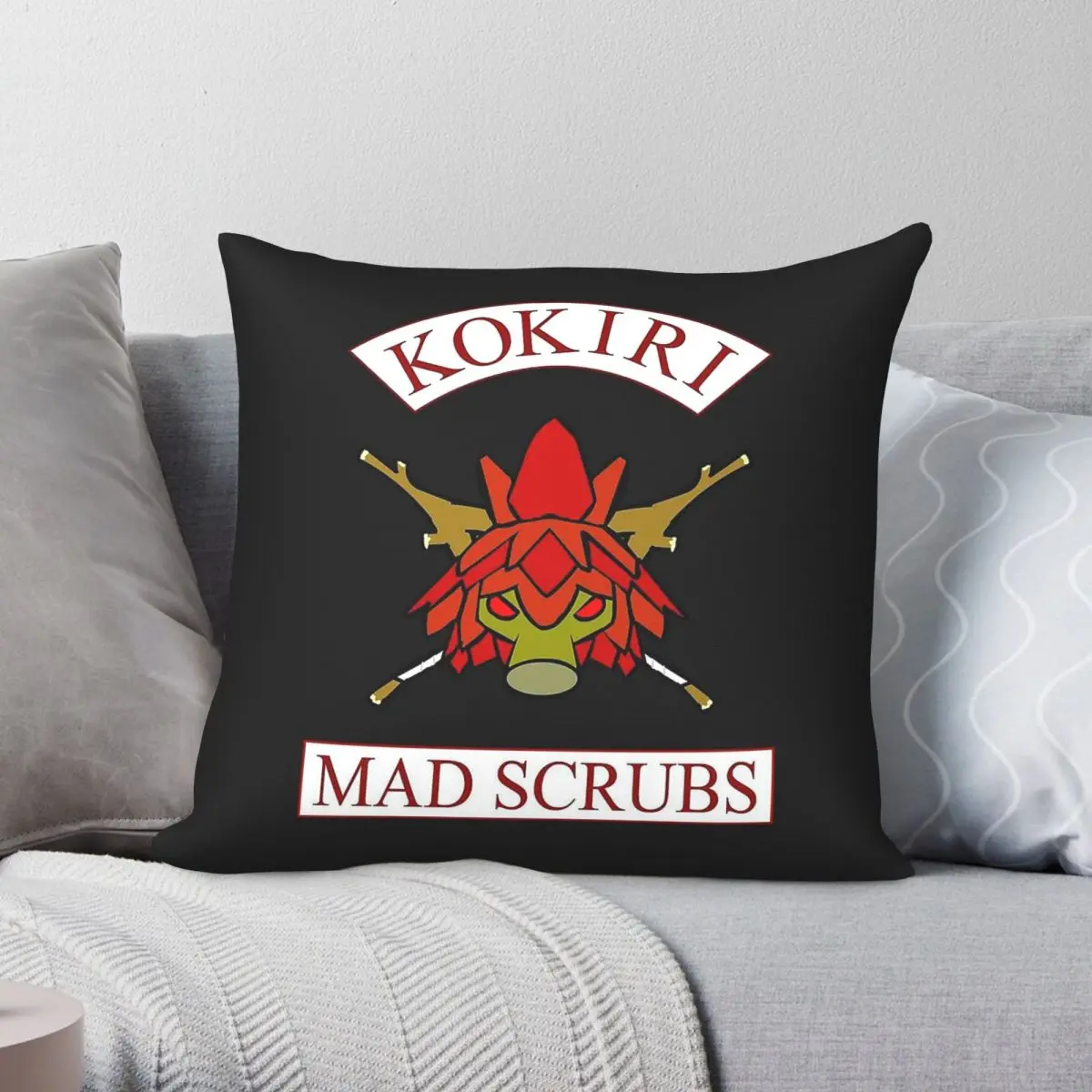 The Kokiri Mad Scrubs Pillowcase Polyester Linen Velvet Pattern Zip Decor Sofa Seater
