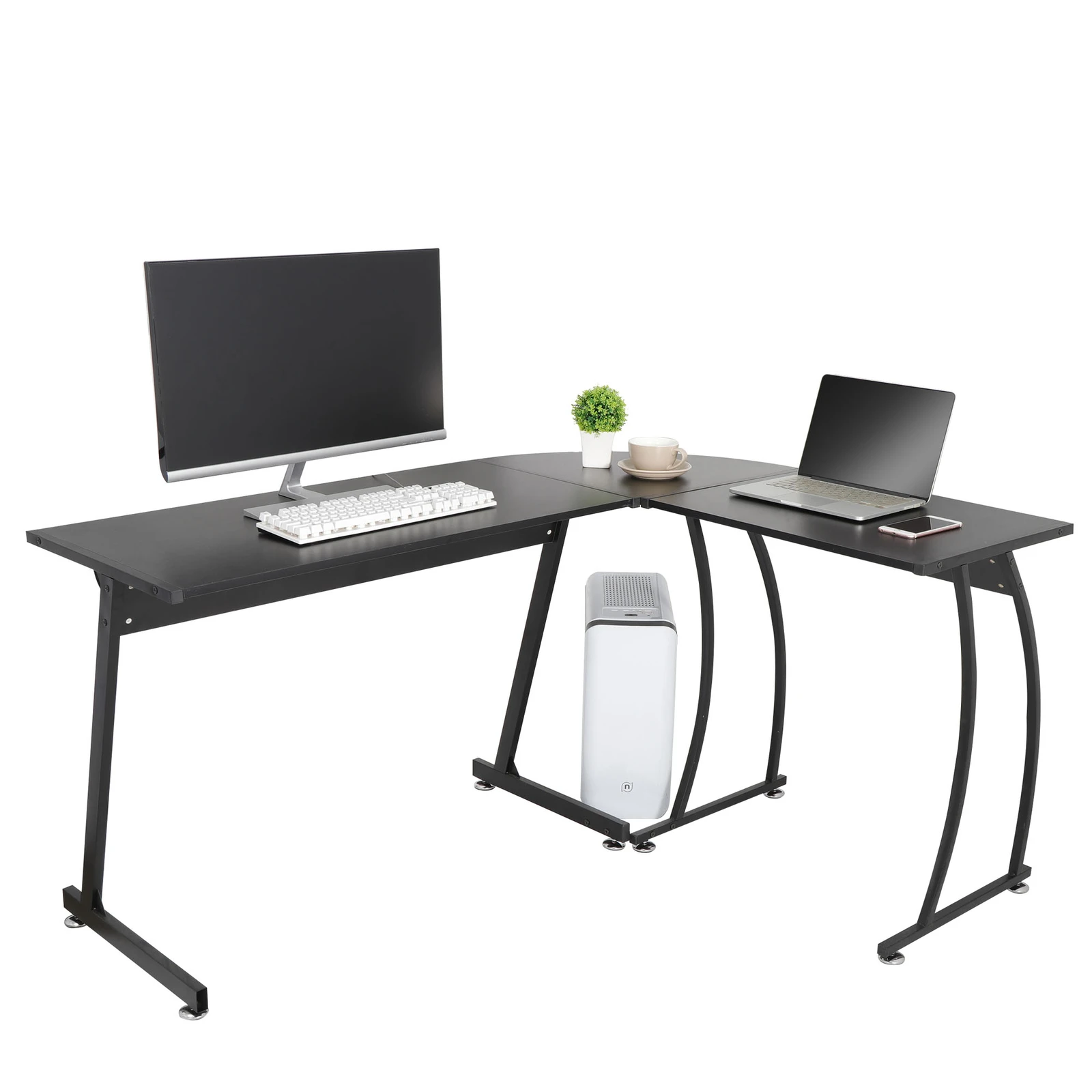 

L Shaped Corner Desk for Home Office Computer Gaming Laptop Workstation Study Space Bedroom Workspace with Storage Modern