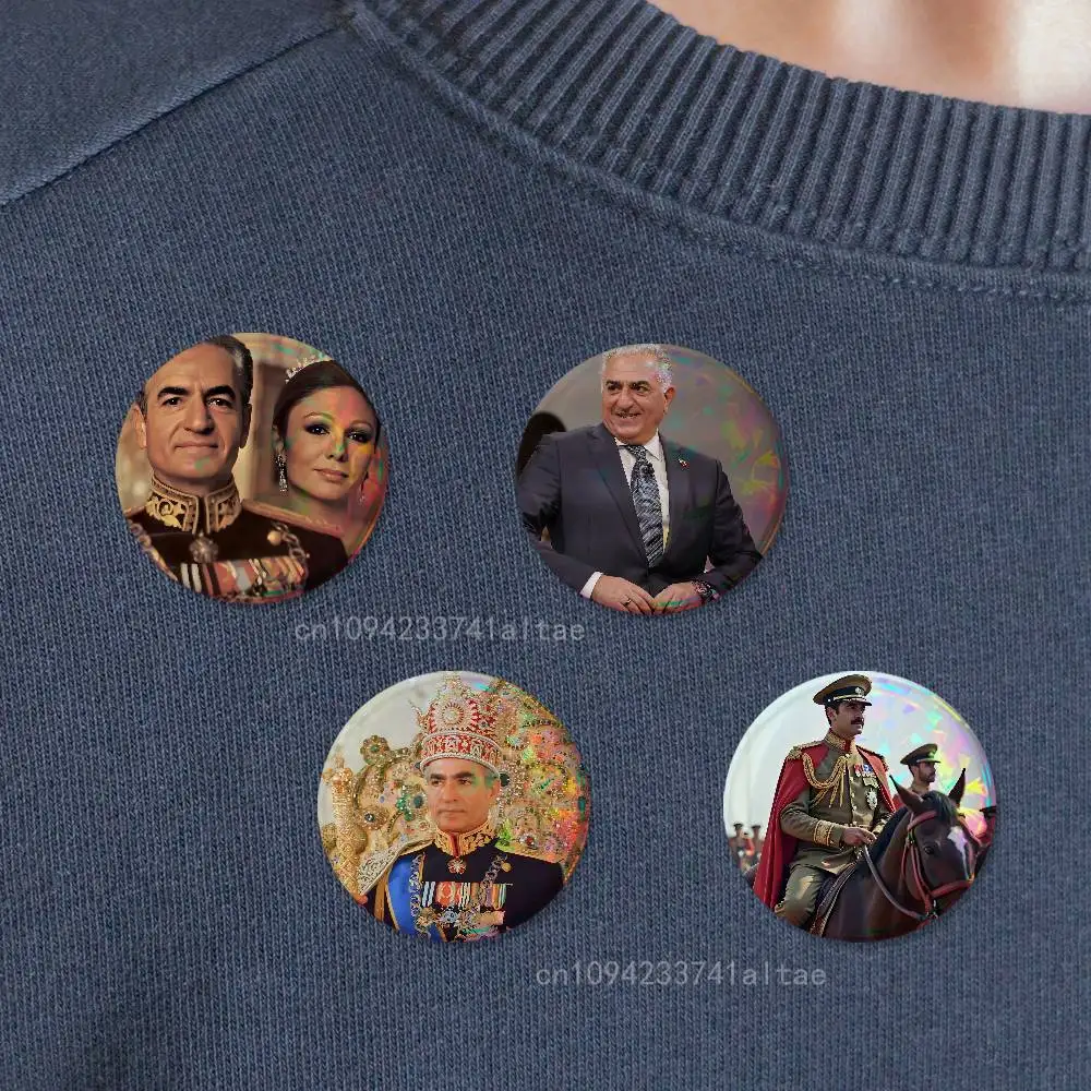 Iran Mohammad Reza P-Pahlavi Badges Round Cosplay Pin Bag Decor Fans Collect Friends Gifts Brooch Souvenir
