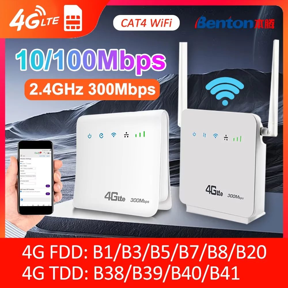 야외 핫스팟 SIM 카드 슬롯 리피터, 4G LTE 와이파이 라우터, 300Mbps 미니 박스, 무선 휴대용 모뎀, 최대 30 명의 사용자 지원 