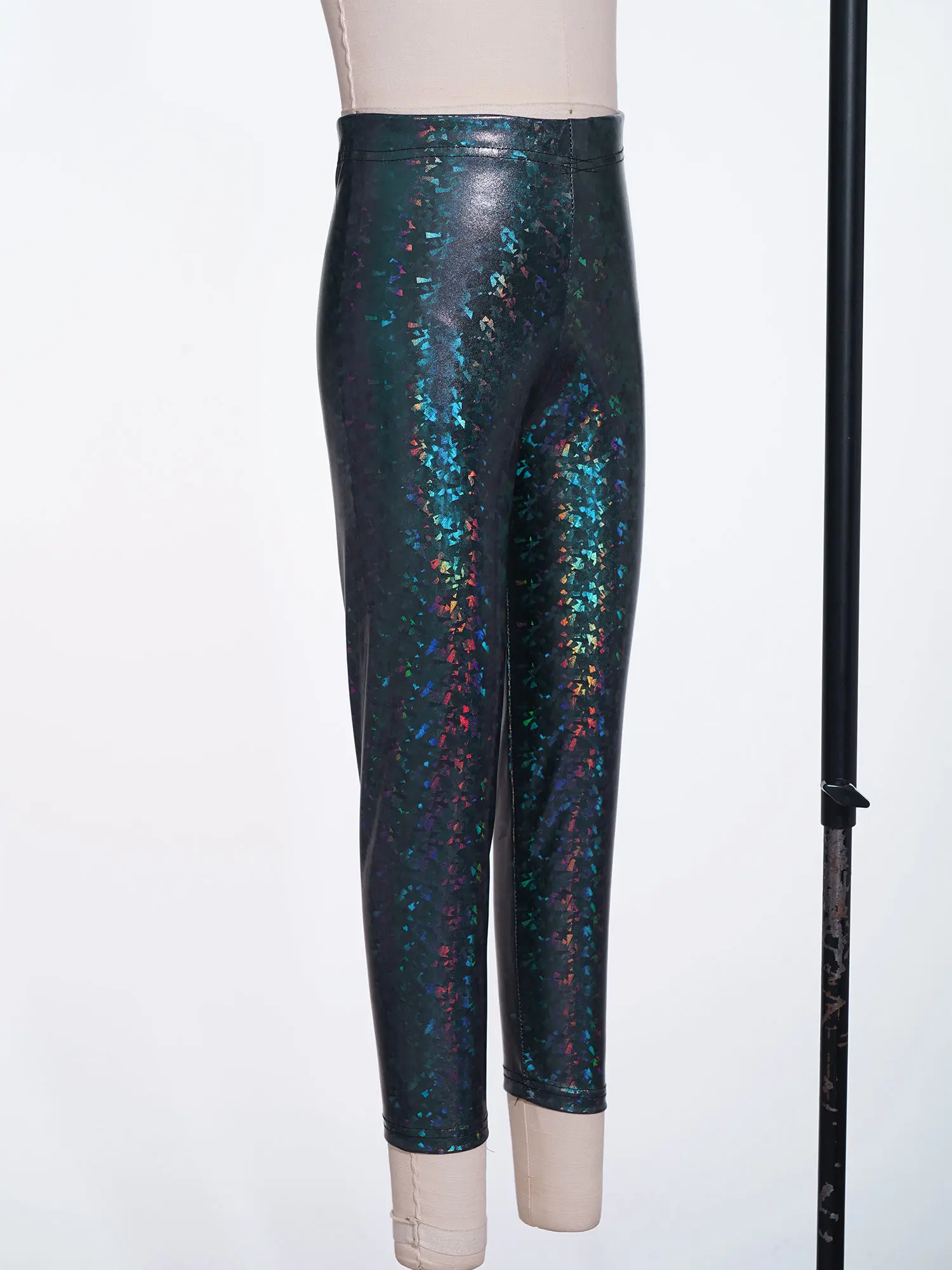 Kids Leggings for Girls Boys Pants Metallic Leggings Elastic Waist Shiny Skinny Pants for Hip Hop Jazz Dance Stage Performance