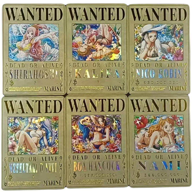 6Pcs/Set One Piece Cards OPCG Nami Wanted Order Version Self Made Anime Game Characters DIY Collection Coarse Color Flash Cards