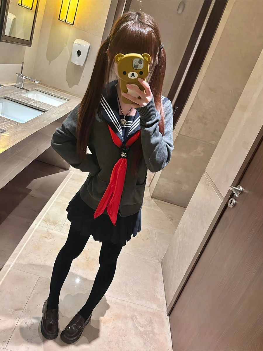 

Набор: вязаный кардиган и юбка в морском стиле для женщин, с длинными рукавами, на пуговицах, для зимы...