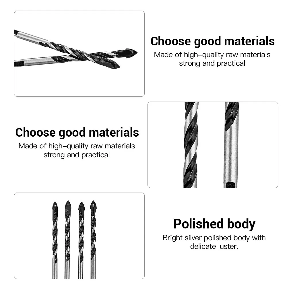 

7Pcs/set 3-12mm Cross Hex Tile Drill Bits Set For Glass Concrete Ceramic Hole Opener Brick Hard Alloy Triangle Bit Tool Kit