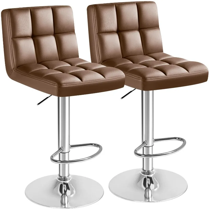 

Bar Stools Modern Pu Leather Swivel Adjustable Hydraulic Bar Stool Square Counter Height Stool Set of 2