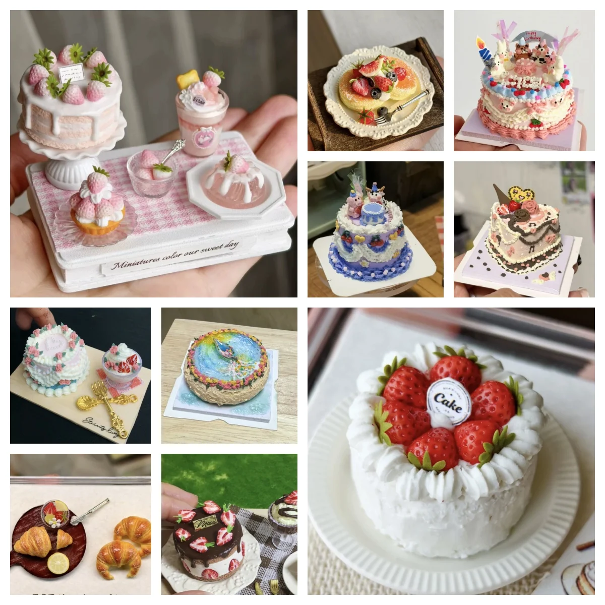 1/6 Dollhouse Miniature Dessert Table Set Realistic Scale‑Down Pastry Model, Vintage Royal Hand‑painted Cake for BJD Scene Decor