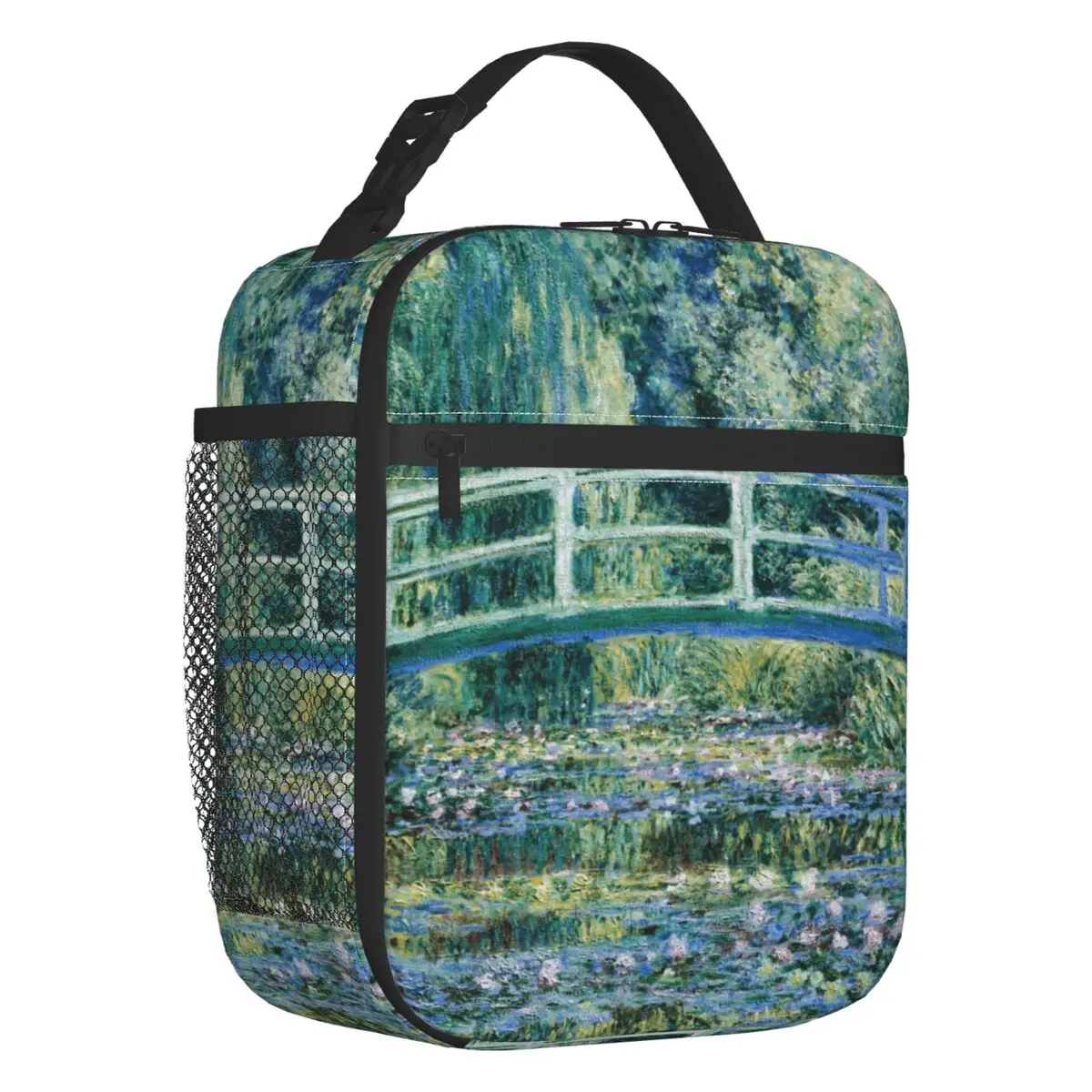 

The Waterlily Pond Green Harmony Lunch Bag Warm Cooler Claude Monet Water Lilies and Bridge Insulated Lunch Box for Adult Office