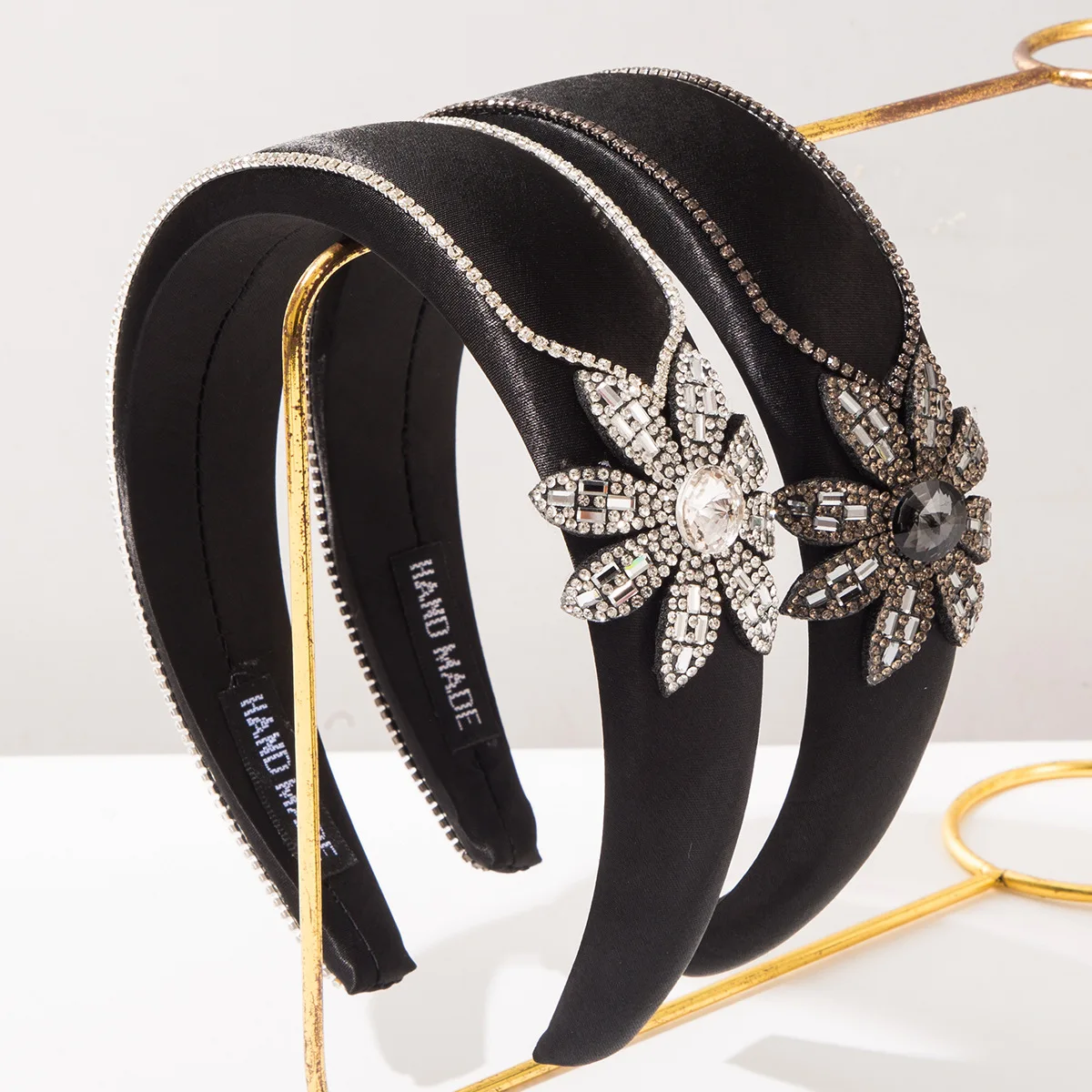 Ytterbium hair band retro style geometric pattern irregular chain full of diamonds flower headband premium hair accessories