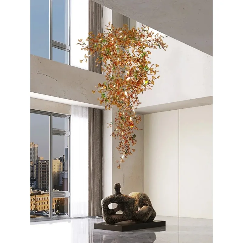 Modern Luxury Ginkgo Pendant Light Customized Glass Pendant Light Suitable For Dining Rooms Living Rooms Villas Home Lighting
