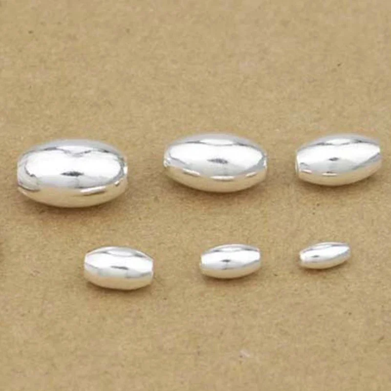 925 Sterling Silver Jewelry 3-8mm Loose Olive Beads Rice Beads DIY Bracelet Making Accessories Wholesale