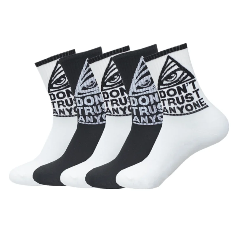 Rozmiar EUR modna bawełniana Trend Hip Hop czarne białe śmieszne oczy Unisex męskie skarpetki na deskorolkę na ulicę chłopców casual Sox wiosna lato