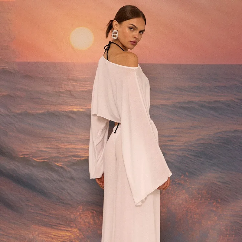 Tuularose mode pantalon 2 pièces femmes Sexy voir à travers pull ample haut pantalon décontracté ensembles vacances banlieue femme pantalon ensembles