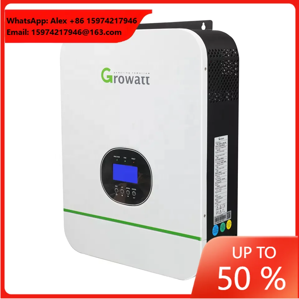 Growatt Hybrid Inverter Mppt 48V 3Kw 3000W 5Kw 5000W 10Kw 15Kw Dual Single Phase On Off Grid Solar Inverters