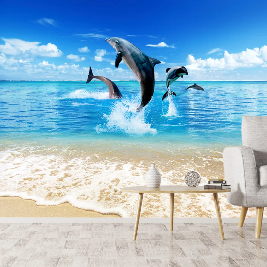 Removable Peel and Stick Wallpaper Accept for Living Room Decoration TV Sofa Sea Animal Contact Wall Papers Home Decor Sticker