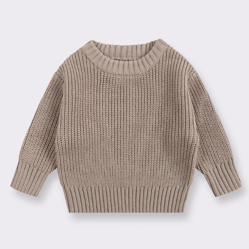 2025 New Autumn 0-6Yrs Kids Long Sleeve Solid Color Knit Sweater Casual Loose Pullover Sweater Baby Boys Girls Pullover Sweaters