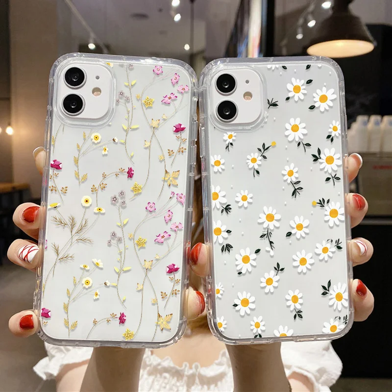 Funda de Flores para iPhone 17 Case iPhone 15 13 14 18 11 12 16 Pro Max 7 8 Plus 13 Mini XR SE Silicona Suave Transparente 3