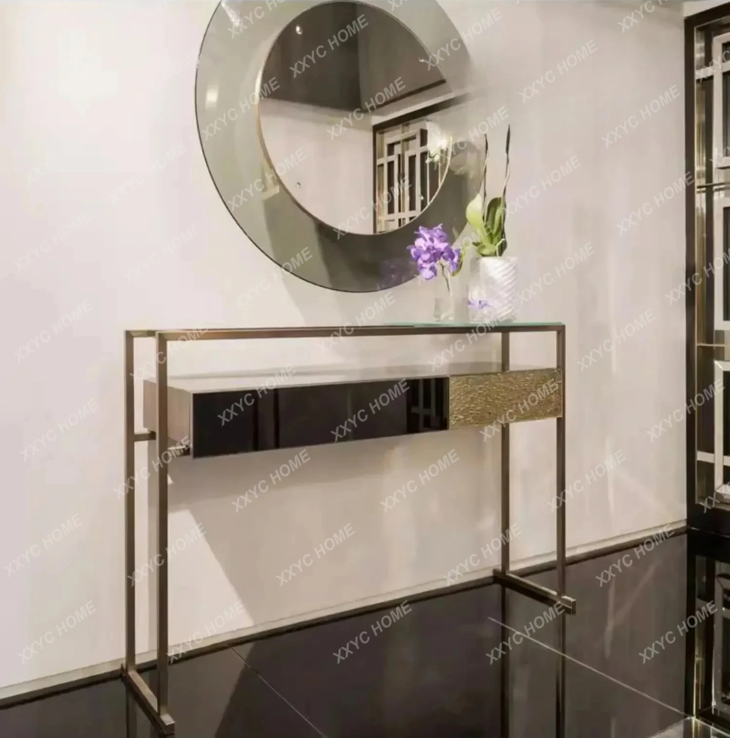 A  Light luxury entrance foyer end view narrow table modern simple living room storage case decorative entrance cabinet
