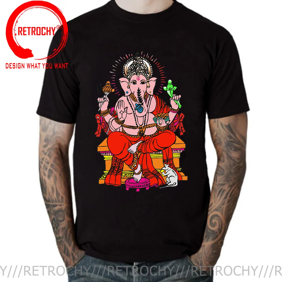 Ganesha 3D T Shirt Men's Cotton Awesome T-Shirts Round Collar Shiva Hindu God India Lingam Tee Short Sleeve Clothing Summer Tops