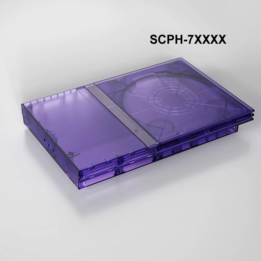 حافظة بديلة Bitfunx شفافة باللون الأسود والأرجواني لوحدة تحكم الألعاب PS2 Slim