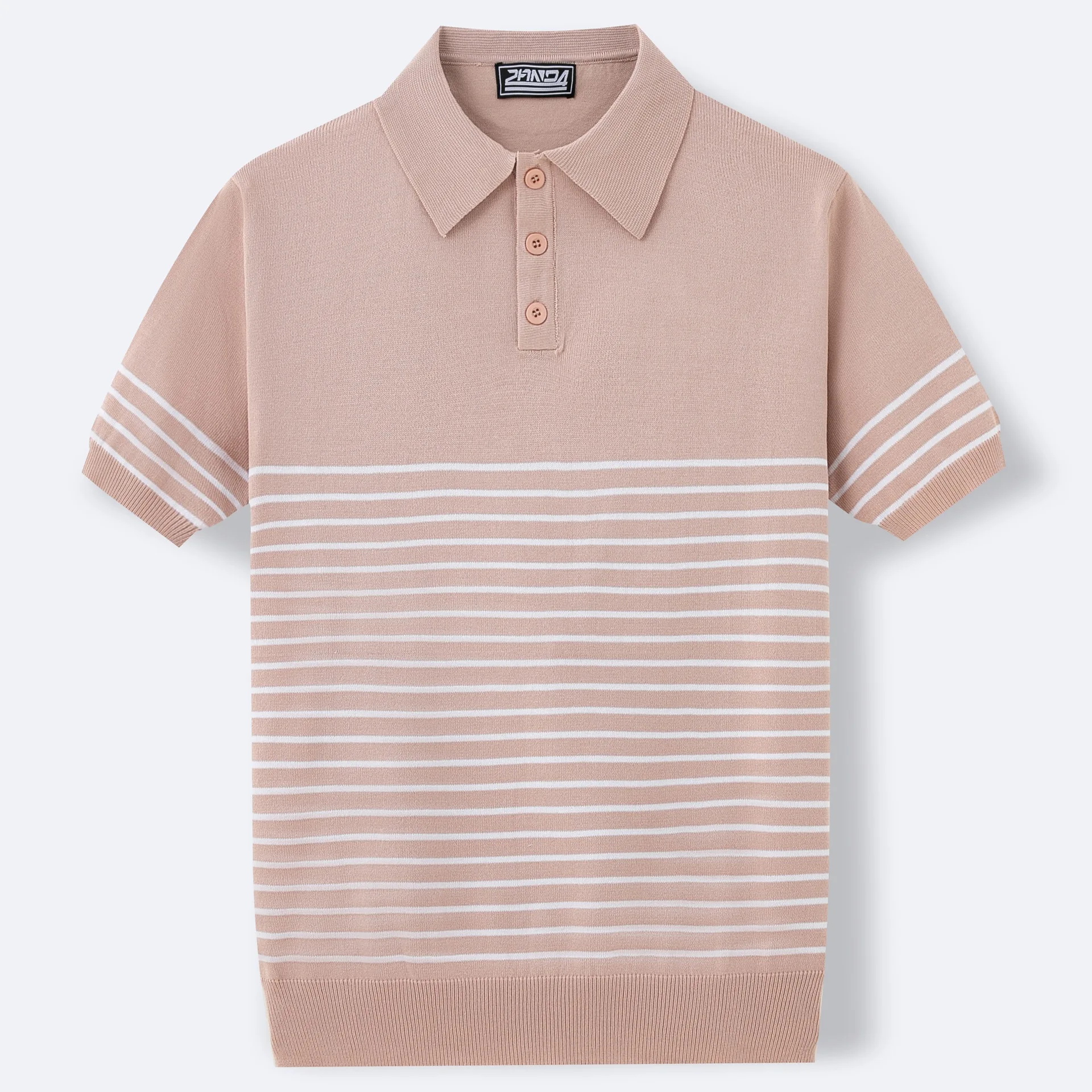 Men's Business Casual Polo Shirt Cooling Ice Silk Anti-Pilling Knitted Striped Slim Fit Tee Short Sleeve Male Summer Commute Top