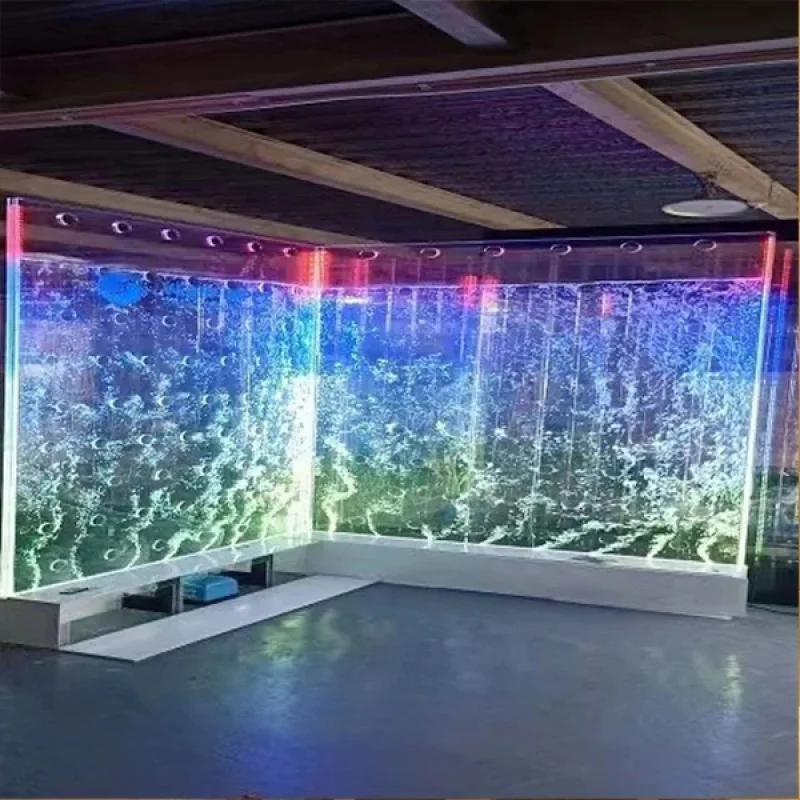 custom.Customized Modern LED Glowing Bubble Wall Screen Acrylic Floor Standing Room Divider Printed Design Room Partition view 6