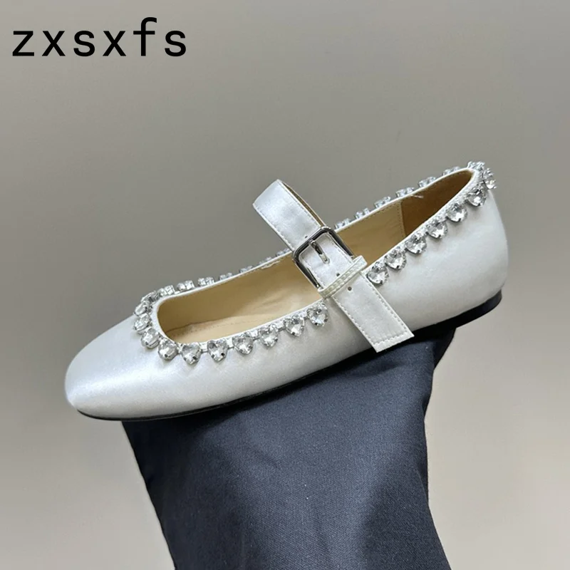 Lente Crystal Dames Doudou Schoenen Casual Platte Loafers Schoenen Catwalk Formele Zakelijke Zijde Outdoor Walk Schoenen Mujer