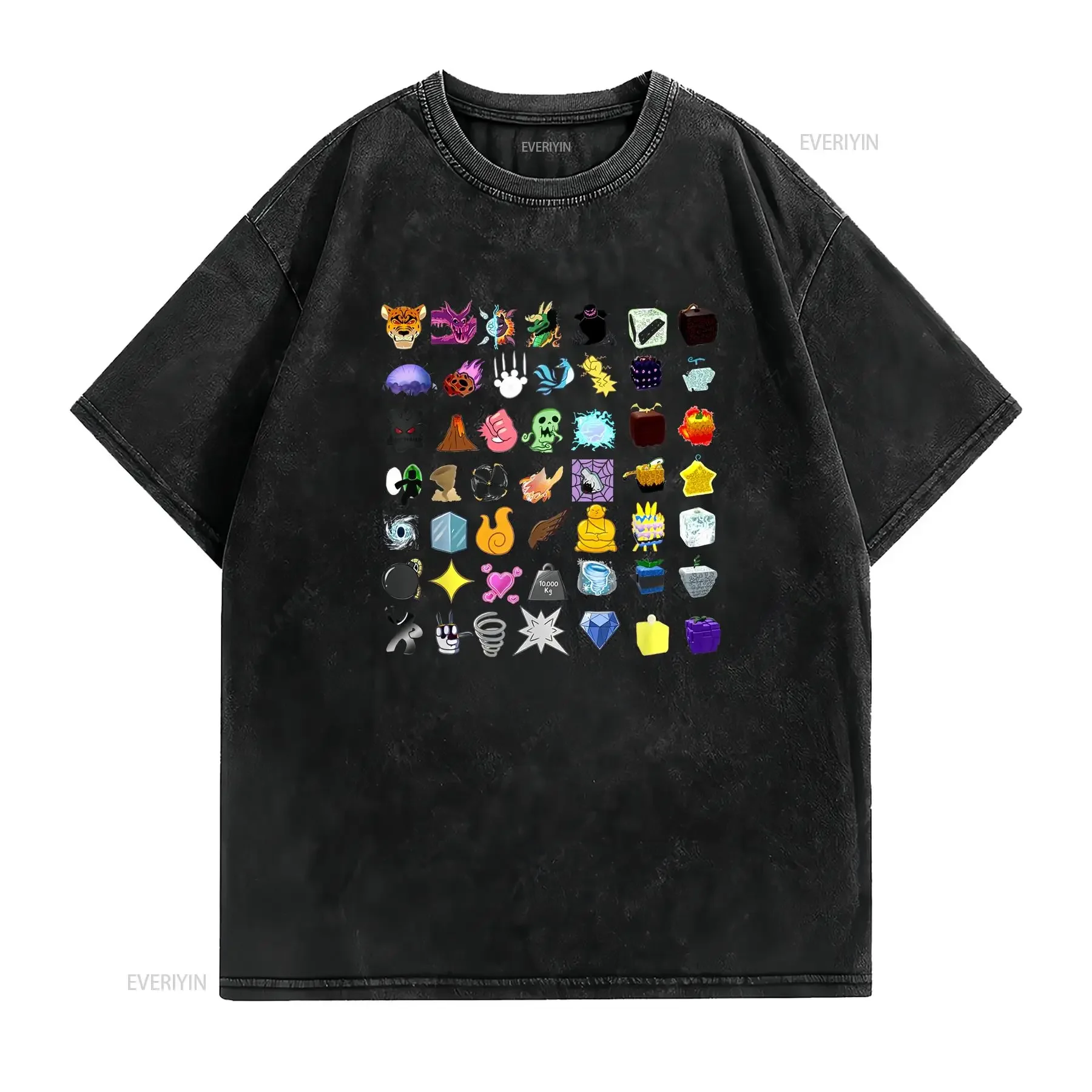 تي شيرت Devil FruiT من Blox عتيق مغسول للجنسين ملابس مصممة متعددة الاستخدامات قليلاً للارتداء اليومي مريح