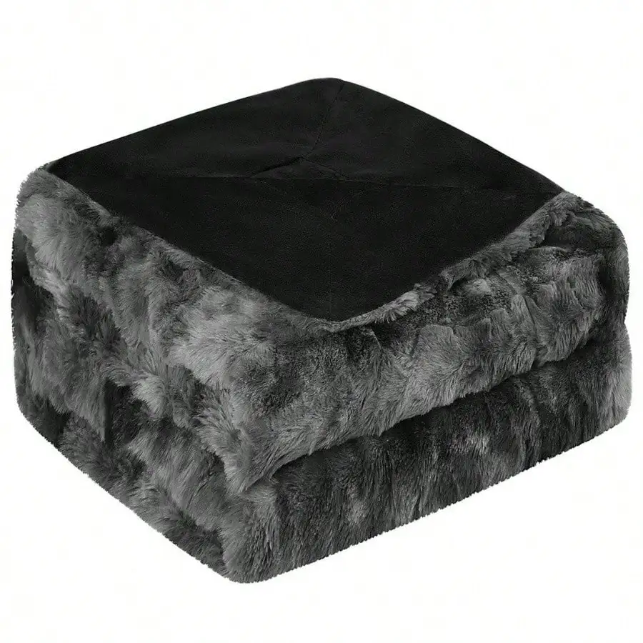 

Soft Fluffy Shaggy Faux Fur Blanket Throw in Black for Cozy Living Room Bedroom Home Use