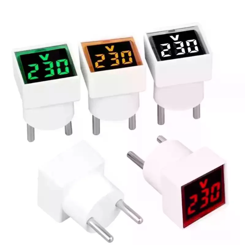 /PFU/LED Digital AC Voltmeter Indicator Square EU Plug Digital Voltmeter 50–500V Voltage Measurement Range 1PC