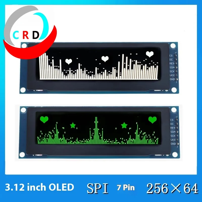 Chanruida 3.12 inch OLED display 256x64 driver ssd1322 LCD module SPI7 pin raspberry pi screen  lcd display  esp32