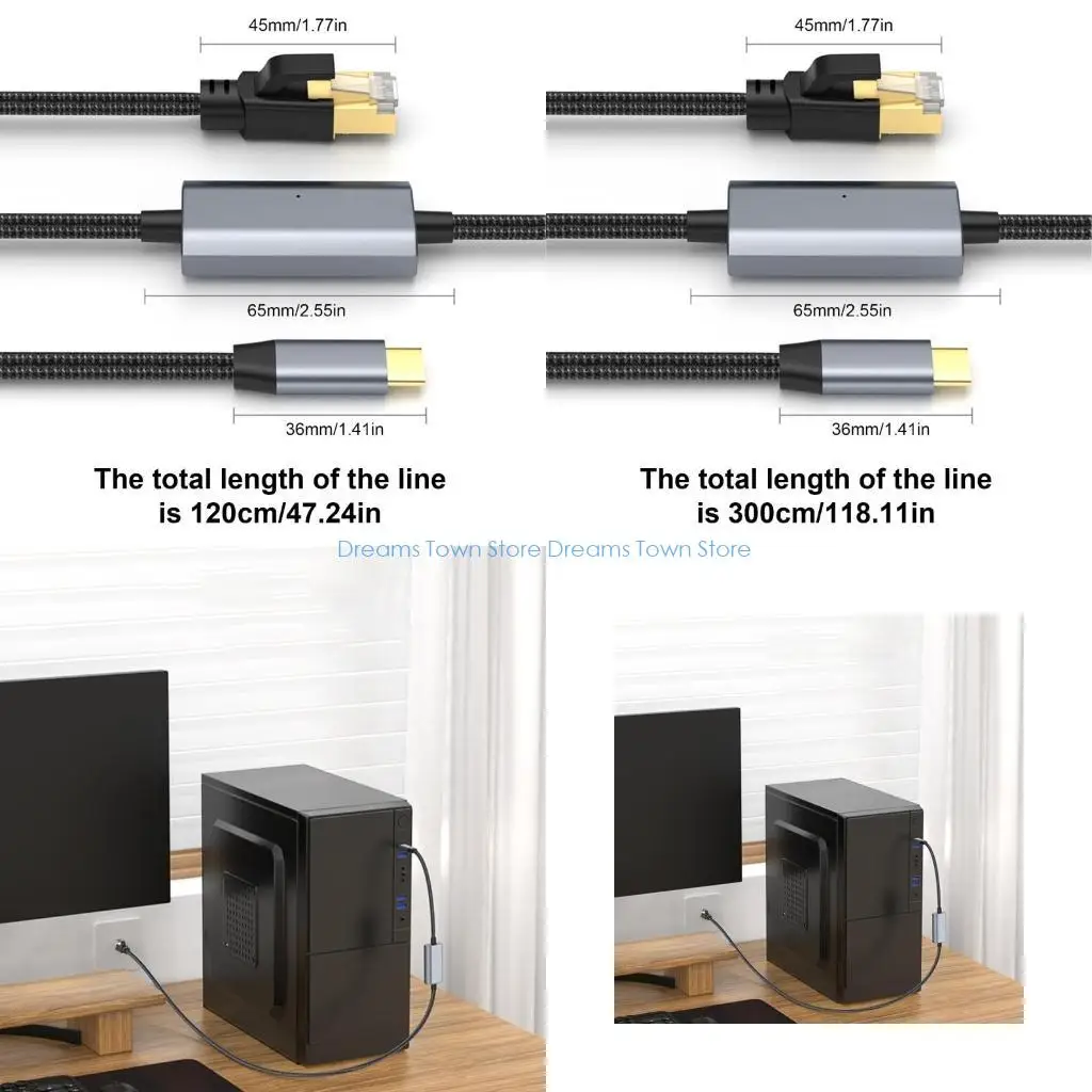 

HX6A TIPE C TO RJ45 Ethernet Cable 1000 Мбит / с, теплостойко -устойчивый к нейлону.