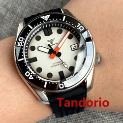 20ATM Diver Tandorio 42.5mm NH35A Automatic Mens Watch Sapphire Glass Lume Rubber Strap Date 3.8 o'clock Crown Black White Dial