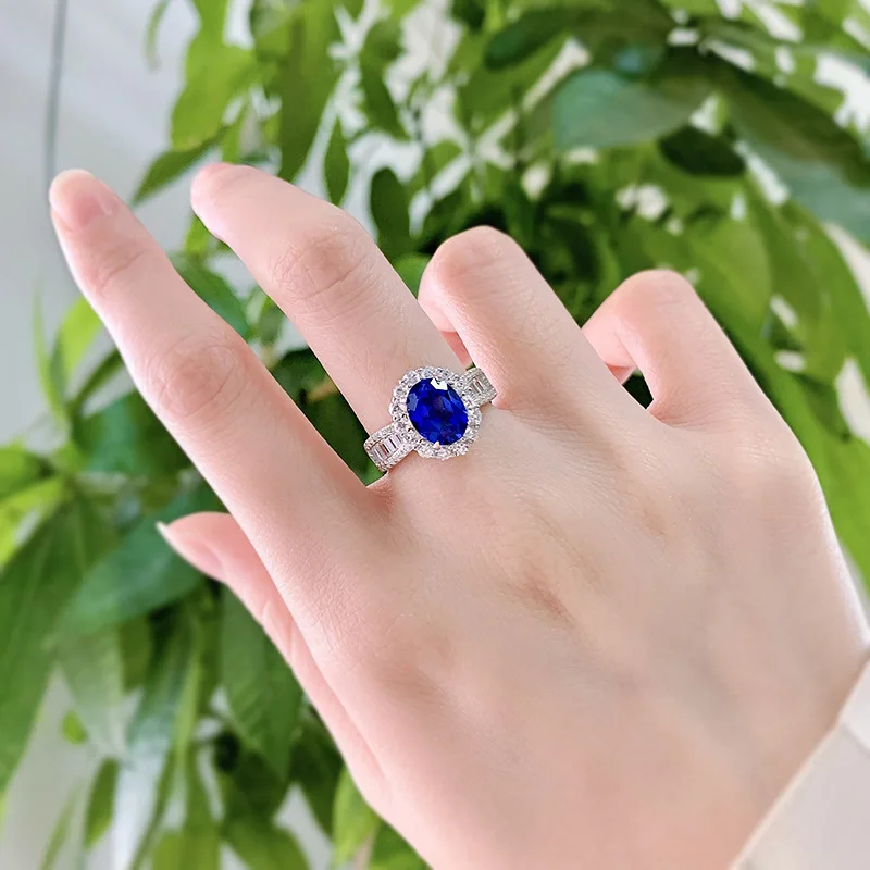 Butterflykiss 2.0CT Oval Moissanite Ring With Certificate Sparkling Red Diamond S925 Silver Wedding Band Fine Jewelry For Women