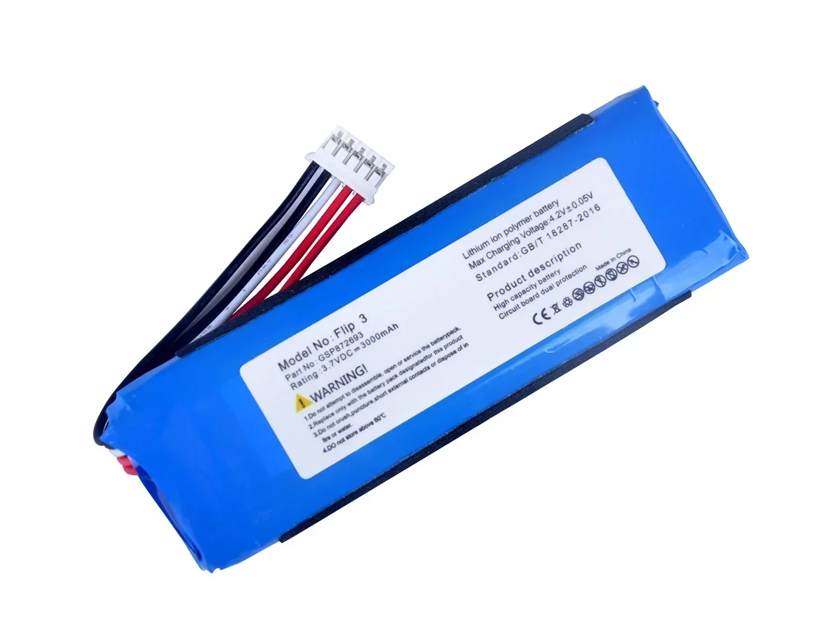 Original GSP872693  P763098 03 3000mAh  Replacement Battery For JBL Flip 3 Flip3 Gray Batteries