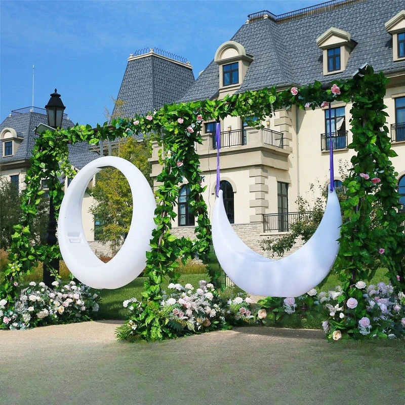 Outdoor luminous swing moon Internet celebrity photo swing moon children swing chair park courtyard landscape luminous
