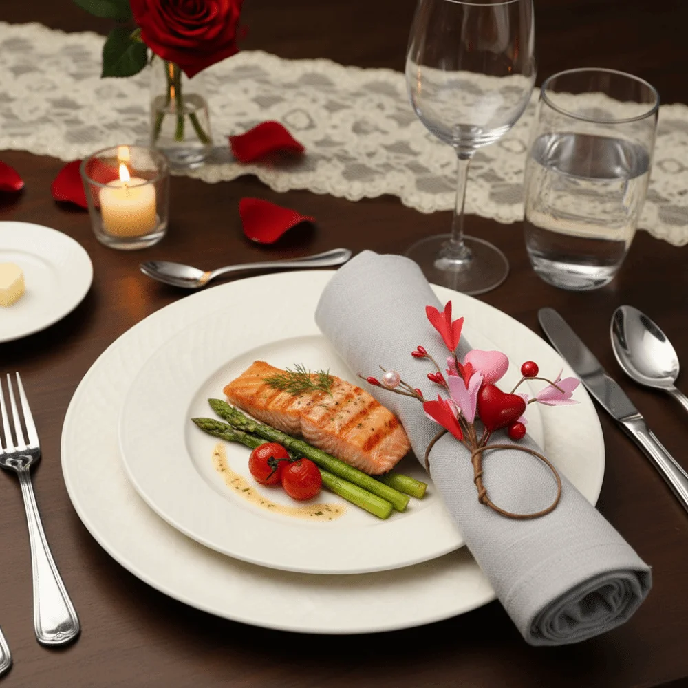 5PCS Artificial Flower Napkin Ring Elegant Romantic Design Napkin Holder Heart Symbol Napkin Buckle Valentine's Day