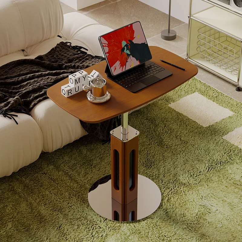 Meja kopi bundar kecil bergaya abad pertengahan, terbuat dari batu, dapat diangkat dan diturunkan, meja kopi untuk negosiasi.