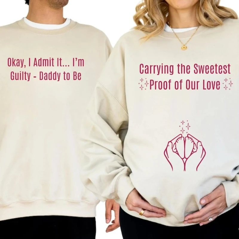 

Valentine Pregnancy Announcement Matching Set Mom To Be Daddy To Be Baby Reveal Outfit Proof of Our Love Couple Sweatshirts