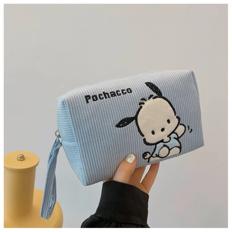 Sanrio Hello Kitty My Melody Cosmetic Bag Cartoon Portable Wash Bag Corduroy Cosmetic Hand Carry Storage Bag Coin Purse Gift