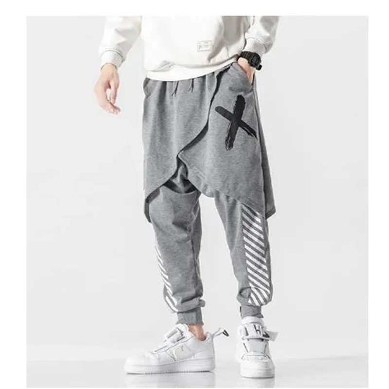 

Men's Casual Pants Loose Hip Hop Individuality Hiphop Pants Men Fashion False two pieces Trousers Mens Male Plus Size XXXXXL