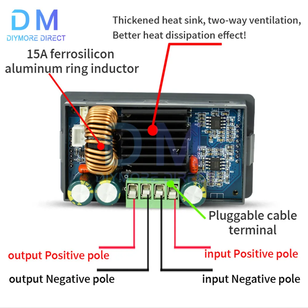 XY5005E DC DC Buck Boost Converter CC CV 0.6-55V 4A 5V 6V 12V 24V Power Module Adjustable Regulated laboratory Power Supply