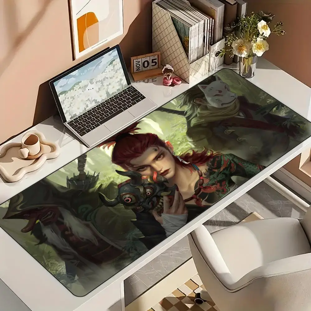 

Samurai warrior theme Mouse Pad Desk Mat with Stitched Edge Rubber anti-slip pc accessories Gaming mat keyboard mouse pads rug