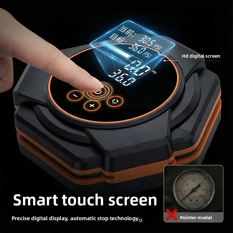 Car Air Pump,Touch Screen Wireless Tire Inflator, Smart Auto-Stop LED Light Portable Electric Pump for Auto SUV Motorcycle