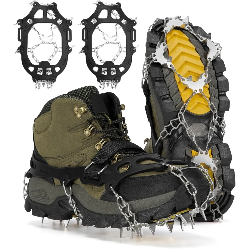 

24 Spikes Anti-Slip Ice Cleats for Shoes And Boots Traction Snow Grip with Stainless Steel Spikes - Shoe Crampons