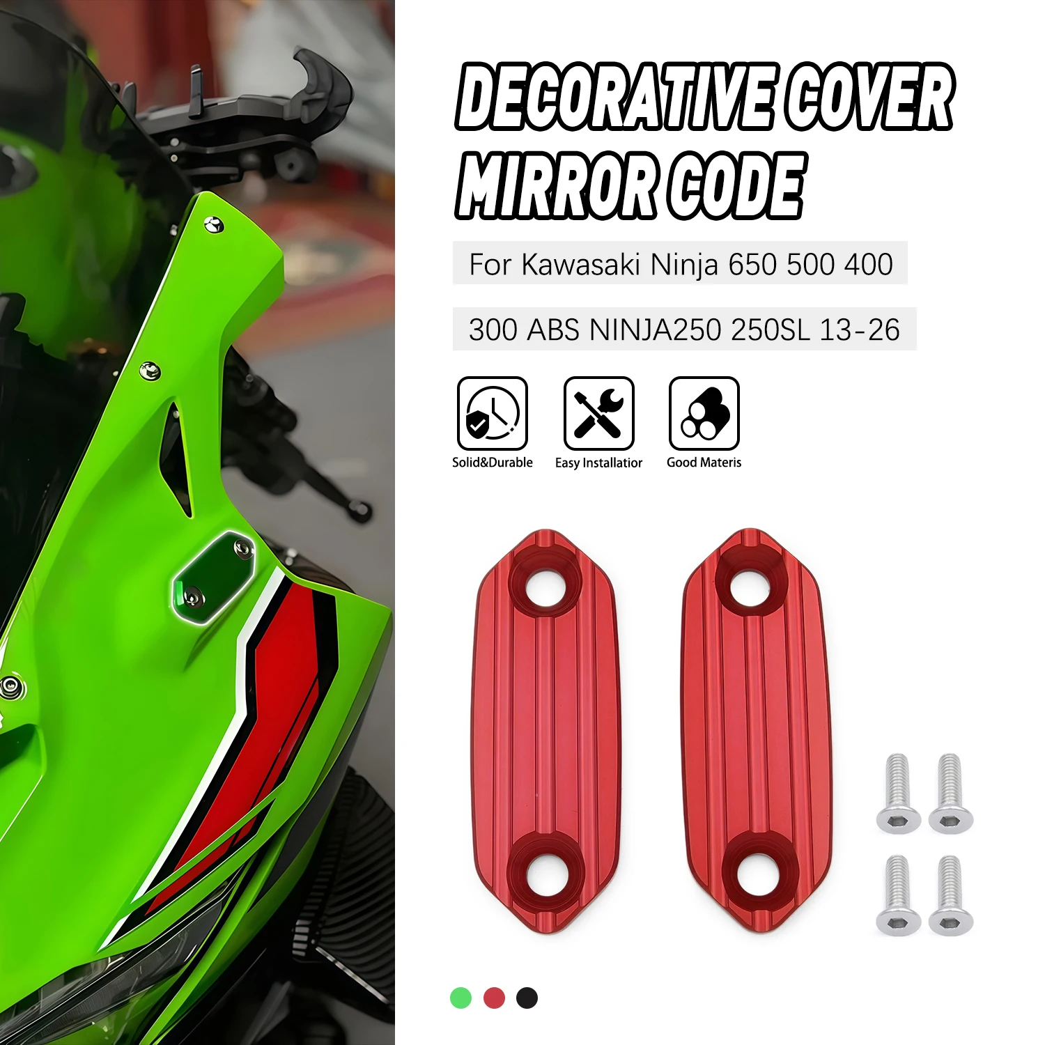 

For Kawasaki Ninja 650 500 400 300 250 ABS KRT EX300 EX400 EX650 Motorcycle Mirror Block Off Plates Mirrors Base Hole Cover