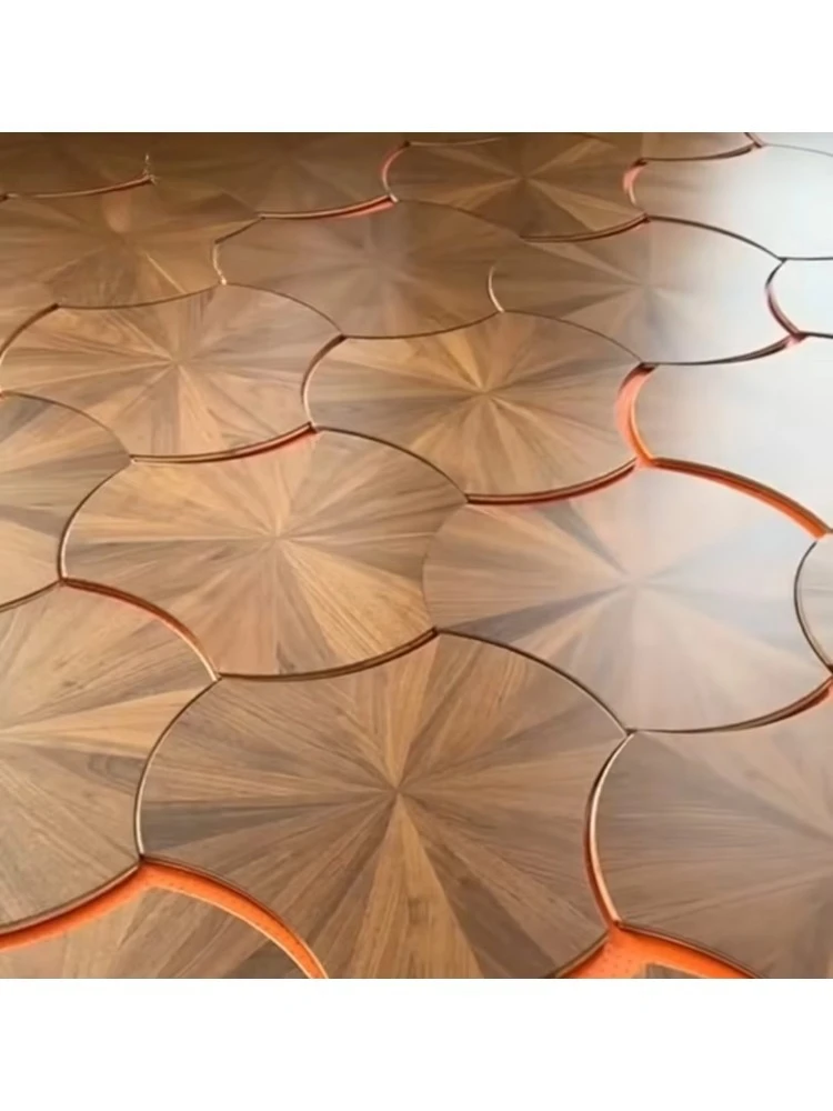 نسخة مخصصة من أرضيات البلوط الأبيض، باركيه خشبية فاخرة صديقة للبيئة مقاس 15 مم، بلاط خشبي حديث هندسي