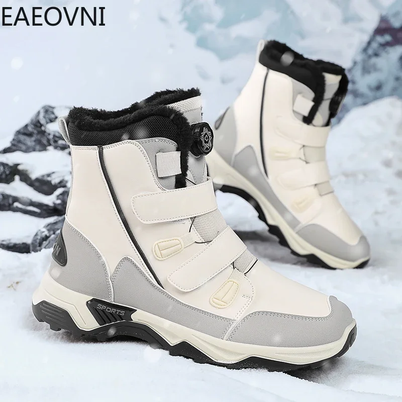 Men's Boots Couple Boot Fashion High Tops Men Winter Shoes Velvet Thickening Classic Thick Bottom EAEOVNI Popular Male Shoe Hot