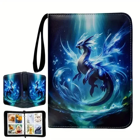 Альбом для коллекционных карточек с 400 отделениями и 50 съемными карманами. Портативная книга для коллекционных карточек на молнии. топ 10 папка-регистратор с 4 карманами - №1